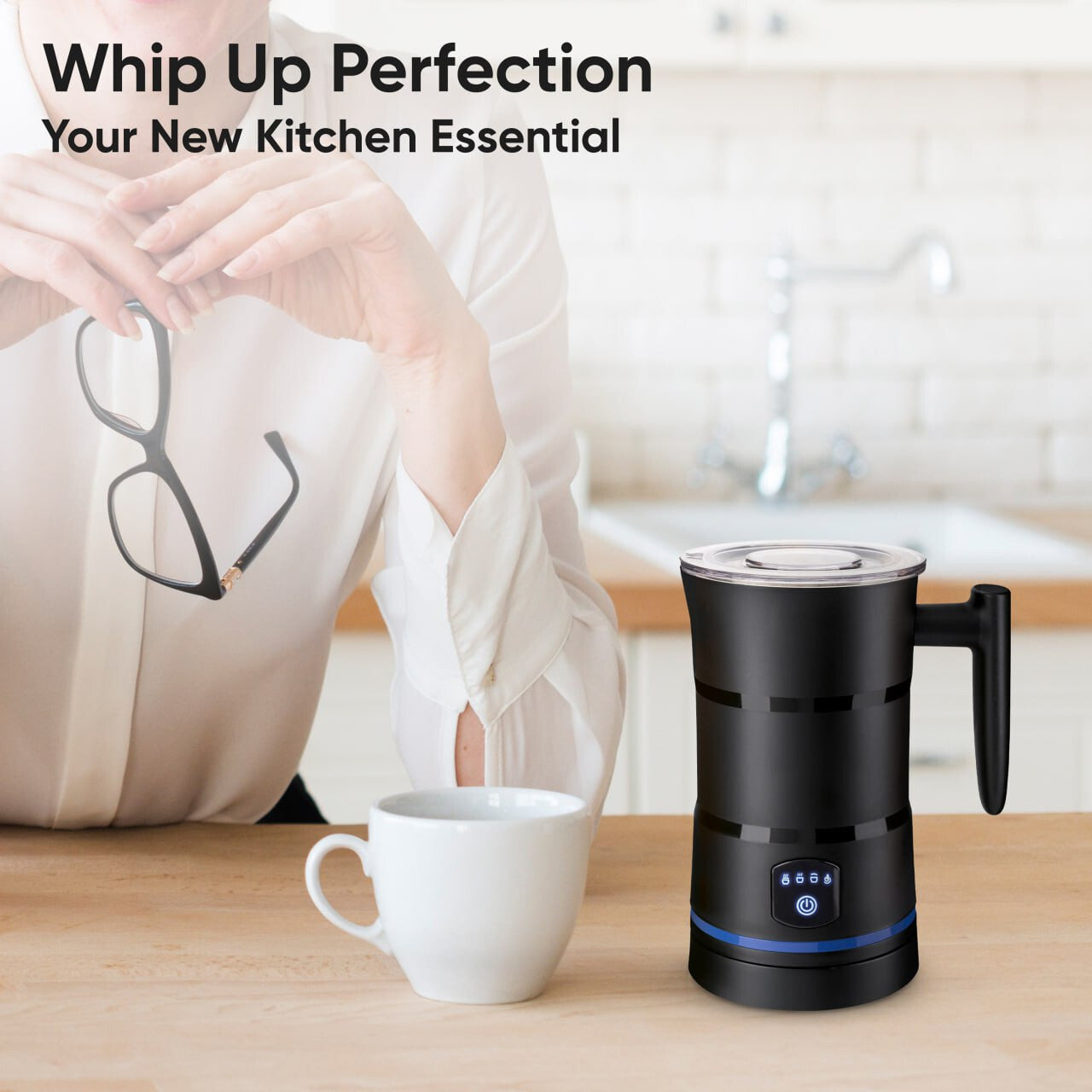 BrewfinityCo Electric Milk Frother – Barista-Style Foam Maker