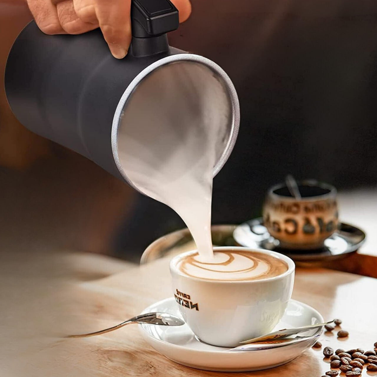 BrewfinityCo Electric Milk Frother – Barista-Style Foam Maker