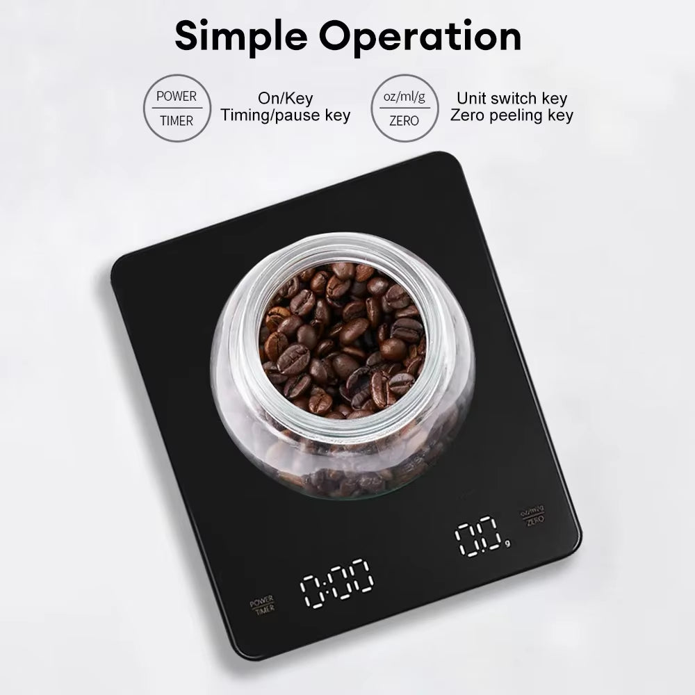 BrewfinityCo Digital Coffee Scale with Timer - USB Rechargeable
