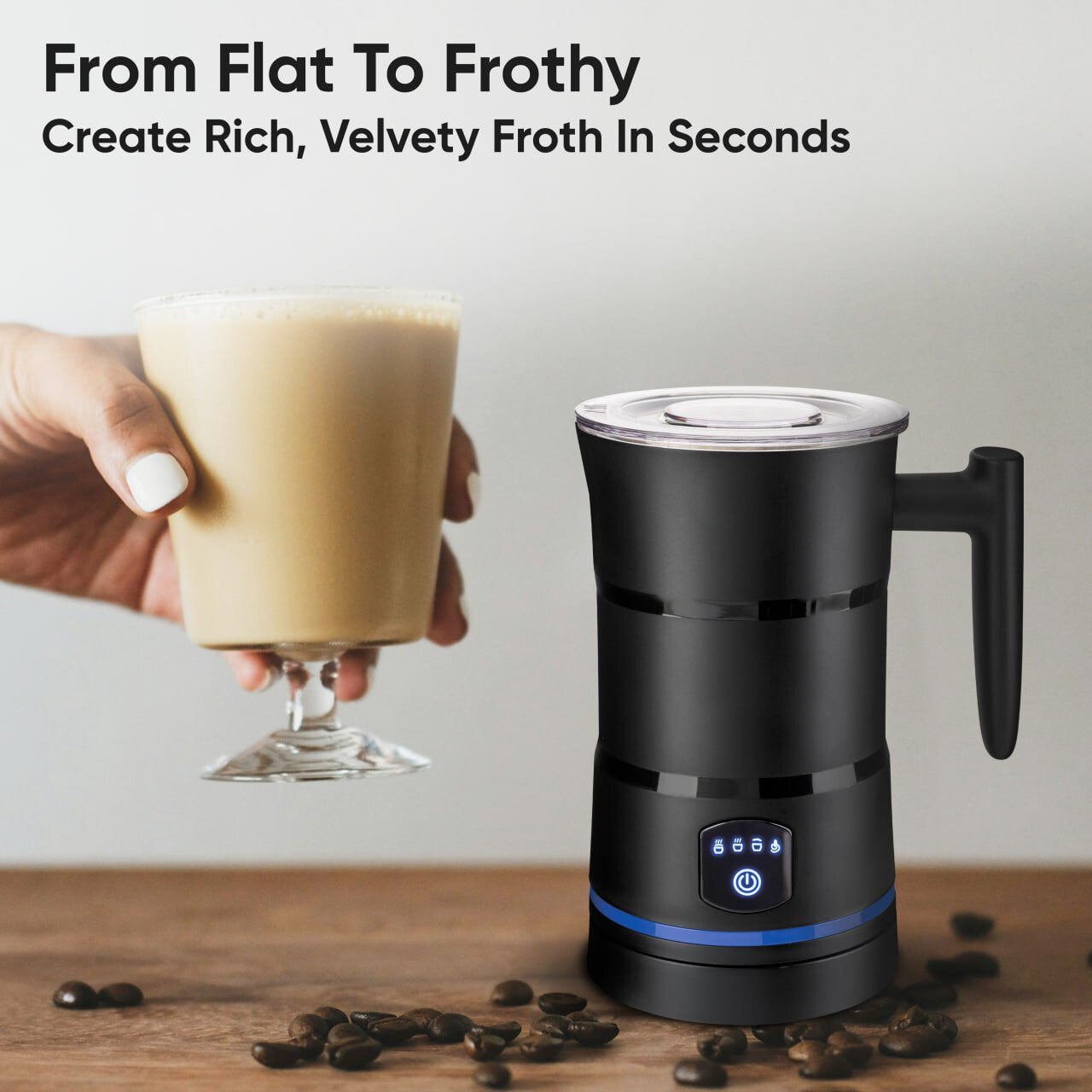 BrewfinityCo Electric Milk Frother – Barista-Style Foam Maker