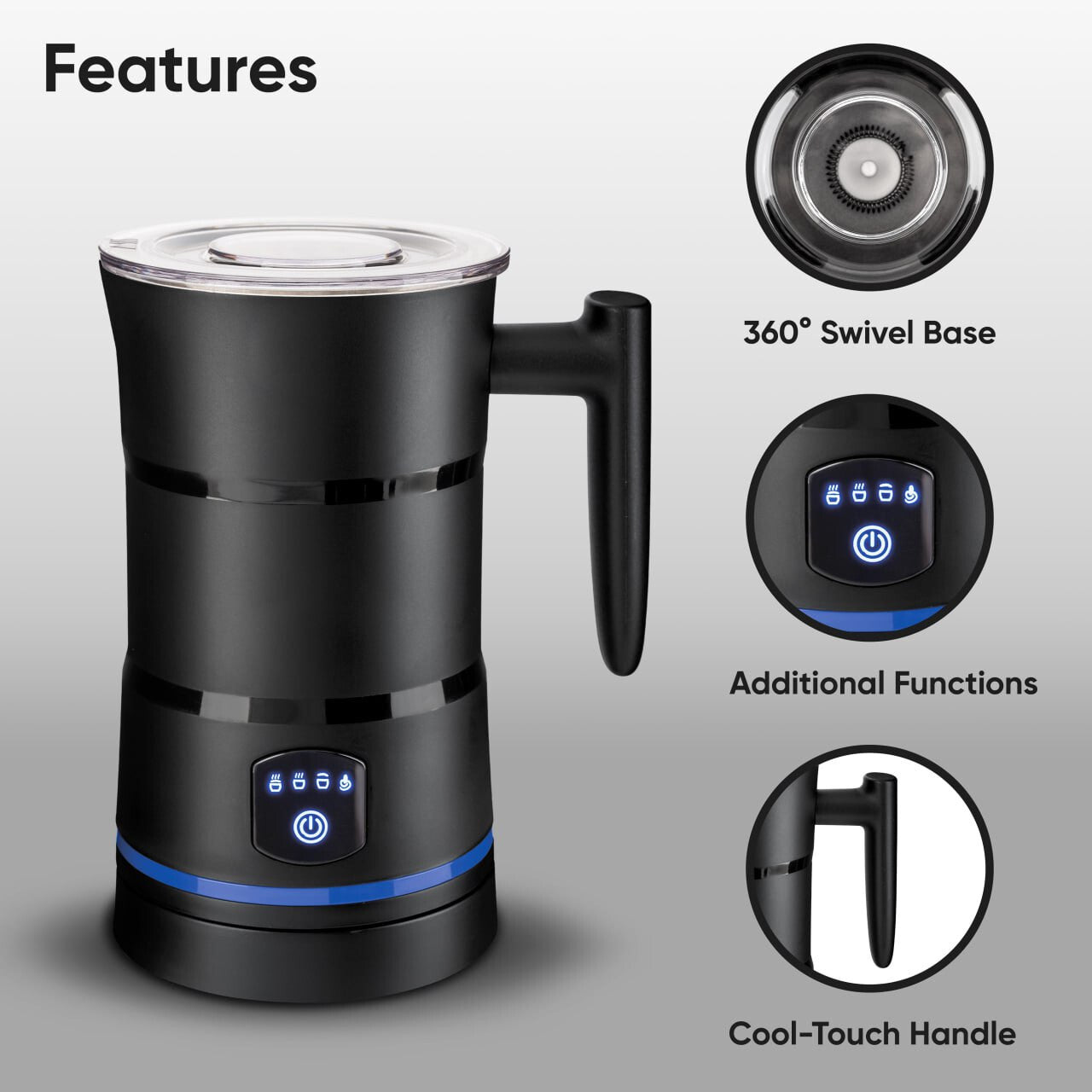 BrewfinityCo Electric Milk Frother – Barista-Style Foam Maker